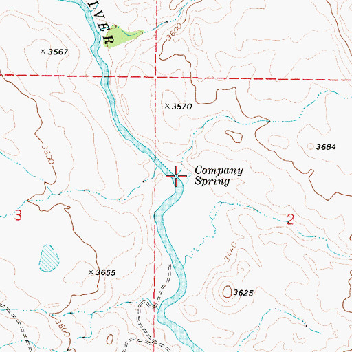 Topographic Map of Company Spring, OR