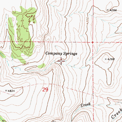 Topographic Map of Company Springs, OR