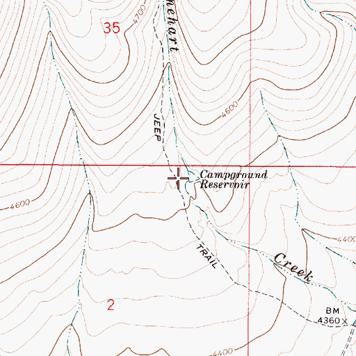 Topographic Map of Campground Reservoir, OR