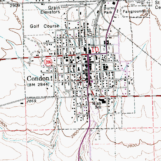 Topographic Map of Condon, OR