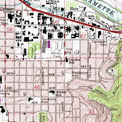 Topographic Map of Condon School (historical), OR