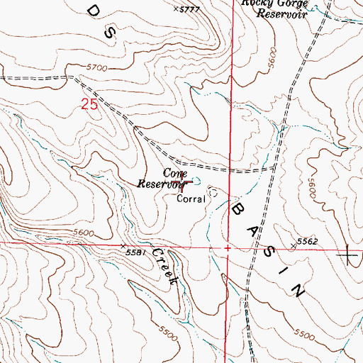 Topographic Map of Cone Reservoir, OR