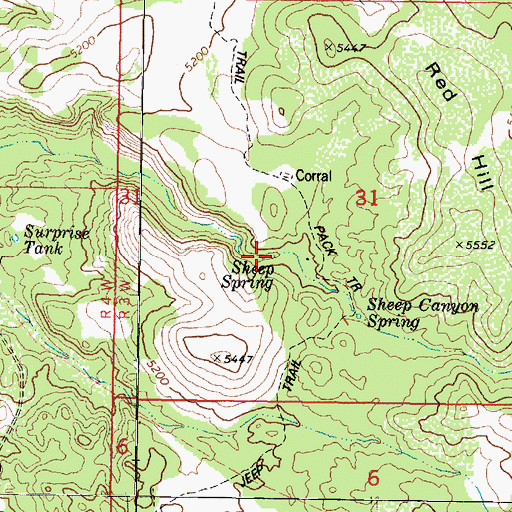 Topographic Map of Sheep Spring, AZ