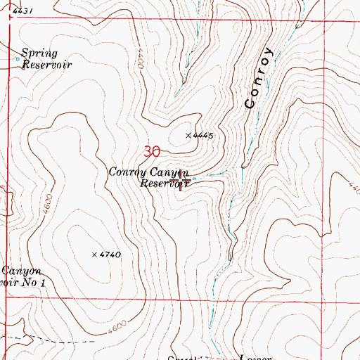 Topographic Map of Conroy Canyon Reservoir, OR