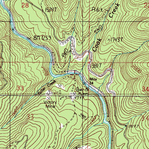 Topographic Map of Cook Creek, OR