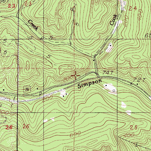 Topographic Map of Cook Creek, OR