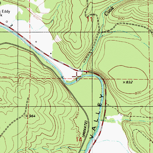 Topographic Map of Cook Creek, OR