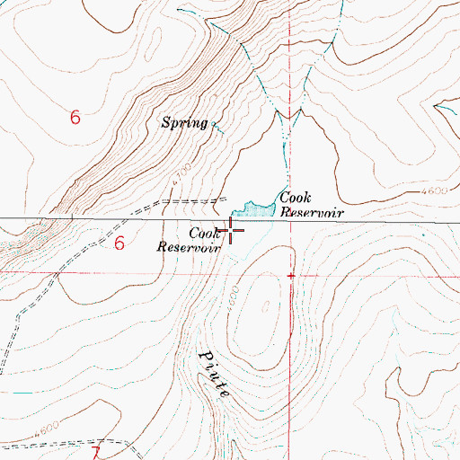 Topographic Map of Cook Reservoir, OR