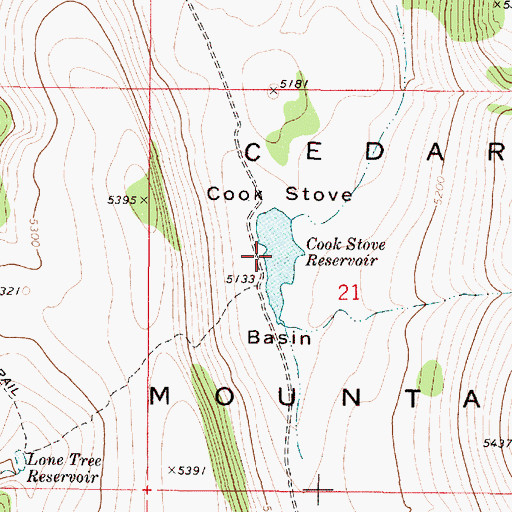 Topographic Map of Cook Stove Reservoir, OR