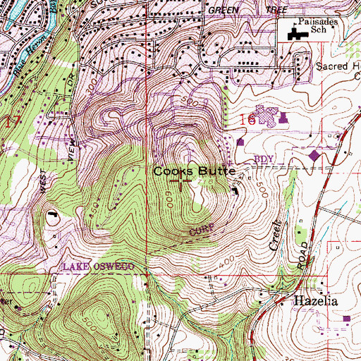 Topographic Map of Cooks Butte, OR