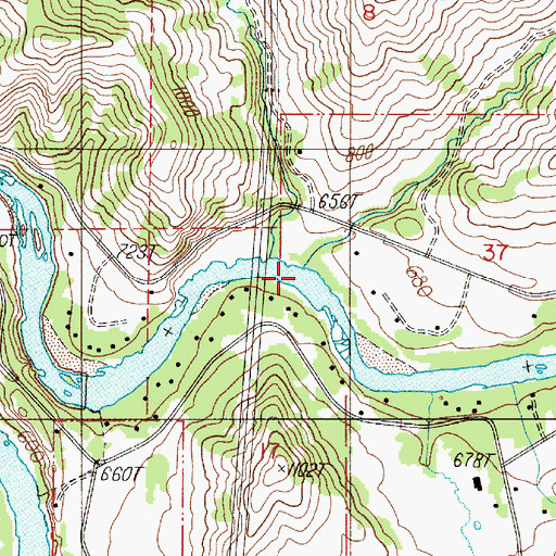 Topographic Map of Cooper Creek, OR