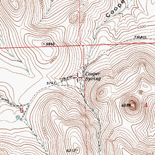 Topographic Map of Cooper Spring, OR