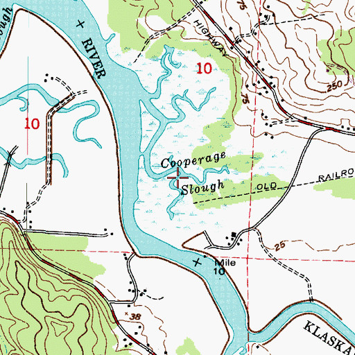 Topographic Map of Cooperage Slough, OR