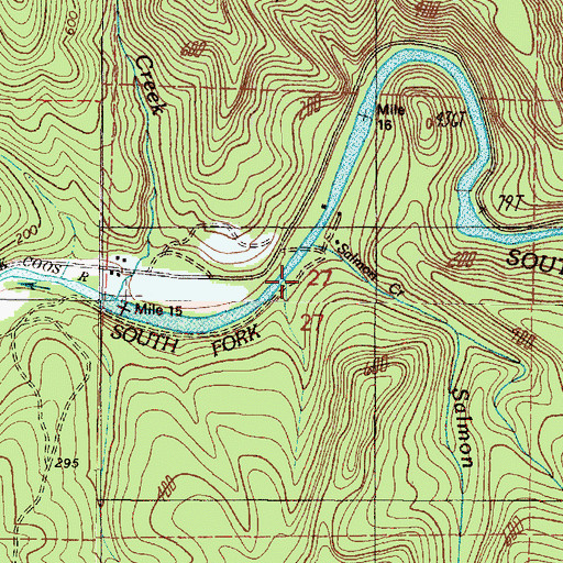 Topographic Map of Coos River Fish Hatchery, OR