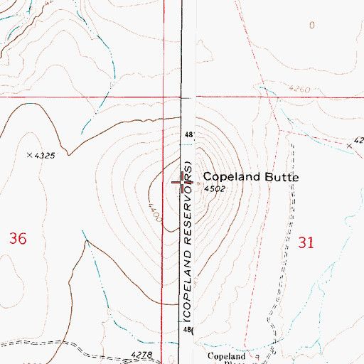 Topographic Map of Copeland Butte, OR