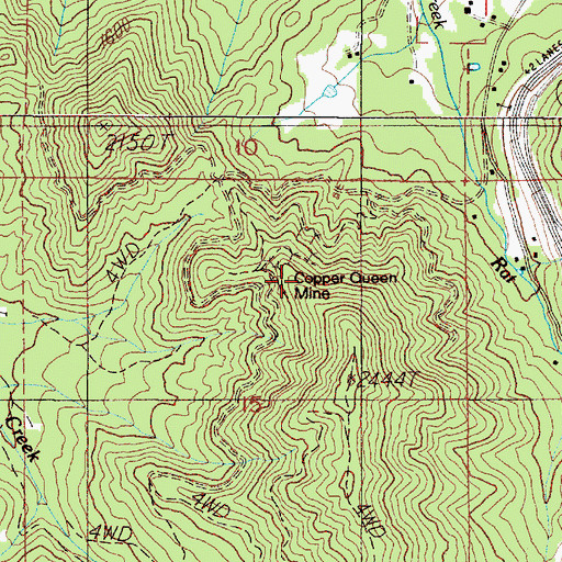 Topographic Map of Copper Queen Mine, OR