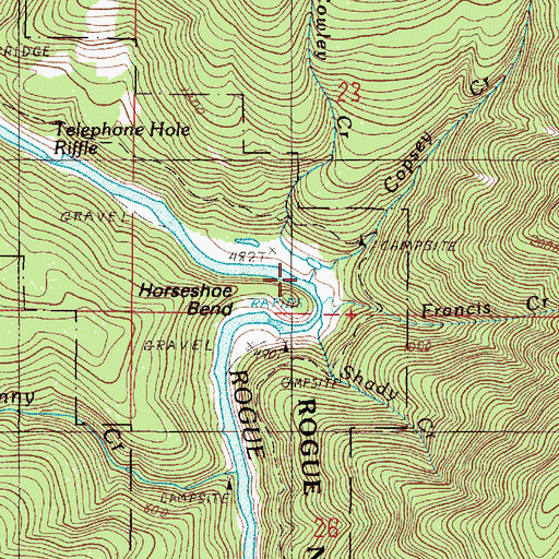 Topographic Map of Copsey Creek, OR