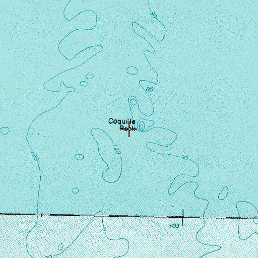 Topographic Map of Coquille Rock, OR
