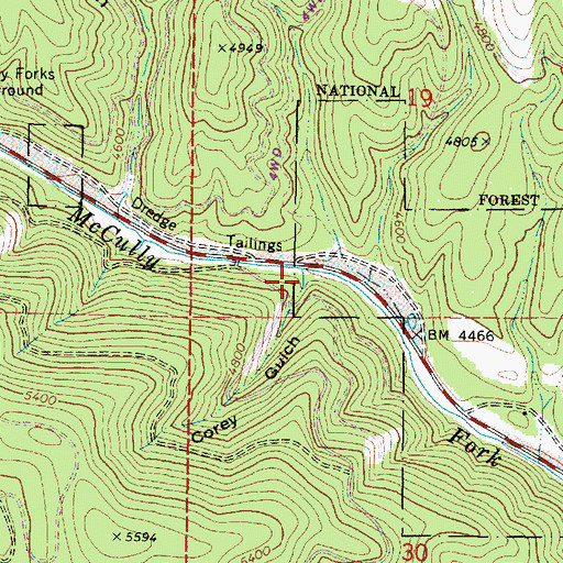 Topographic Map of Corey Gulch, OR