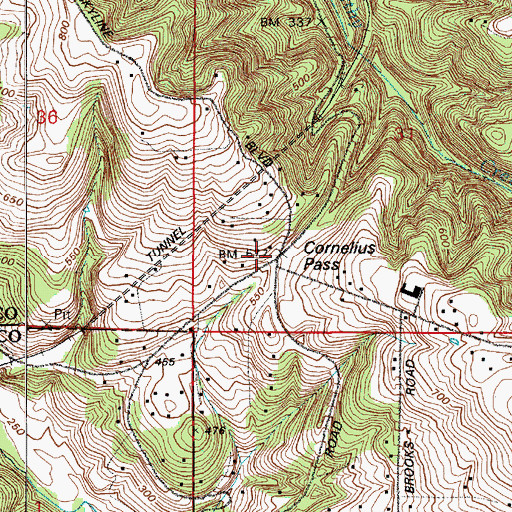 Topographic Map of Cornelius Pass, OR