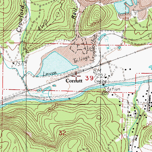 Topographic Map of Cornutt, OR
