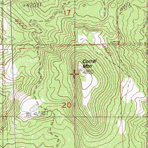 Topographic Map of Corral Mountain, OR