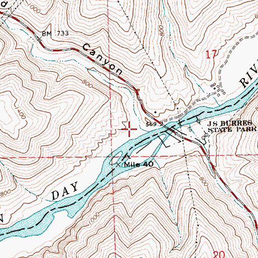 Topographic Map of Cottonwood Canyon, OR