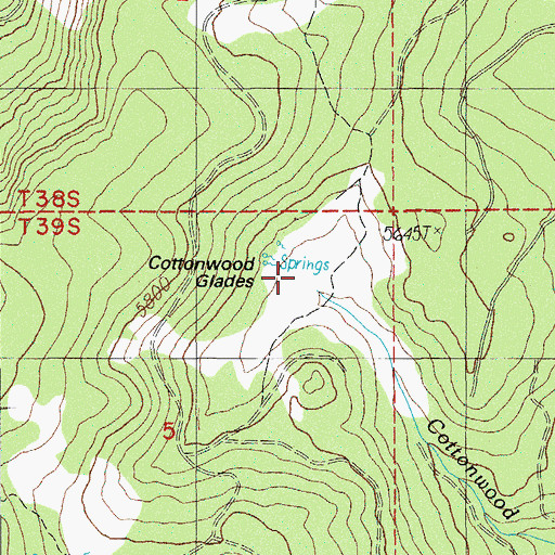Topographic Map of Cottonwood Glades, OR