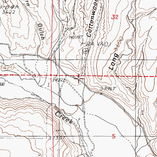 Topographic Map of Cottonwood Gulch, OR