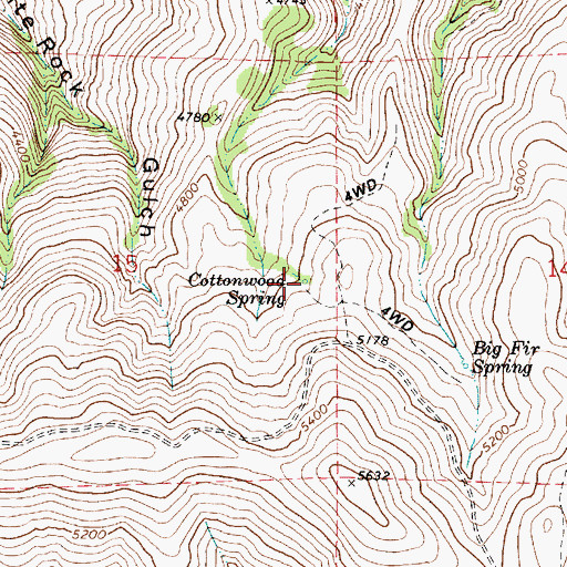 Topographic Map of Cottonwood Spring, OR