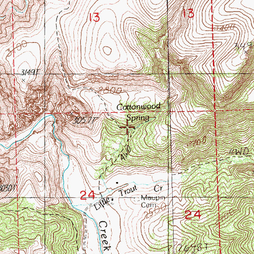 Topographic Map of Cottonwood Spring, OR