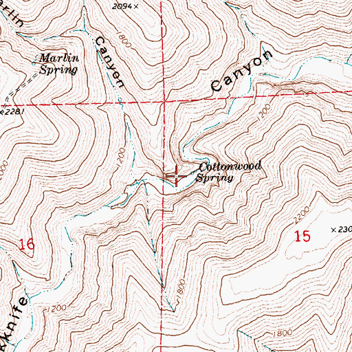 Topographic Map of Cottonwood Spring, OR