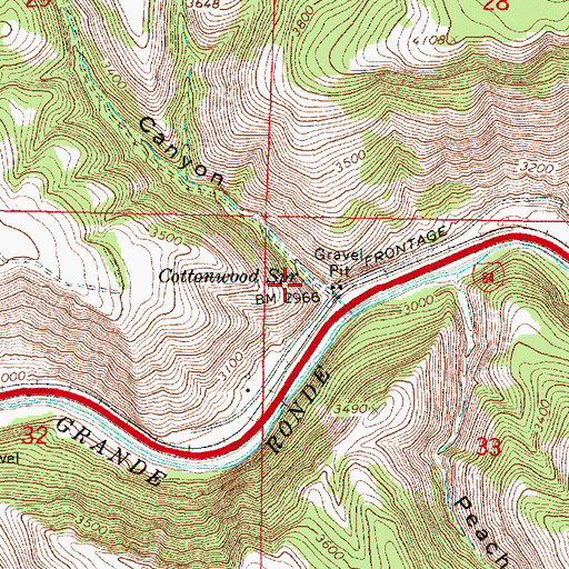 Topographic Map of Cottonwood Spring, OR