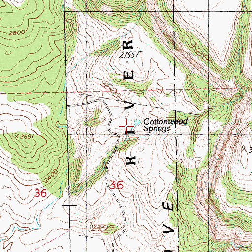 Topographic Map of Cottonwood Springs, OR
