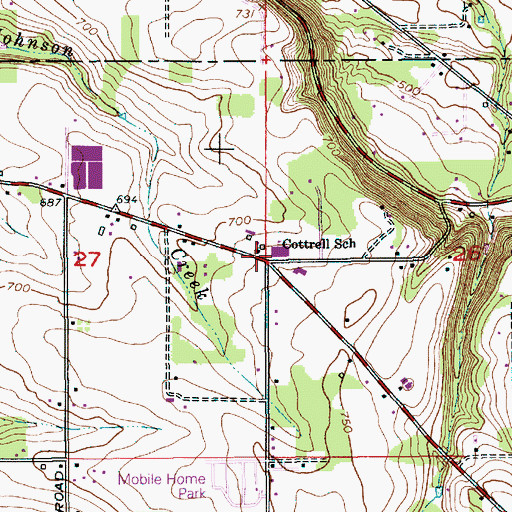 Topographic Map of Cottrell Elementary School, OR