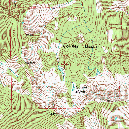 Topographic Map of Cougar Basin, OR