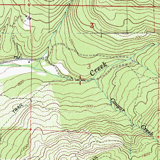 Topographic Map of Cougar Creek, OR