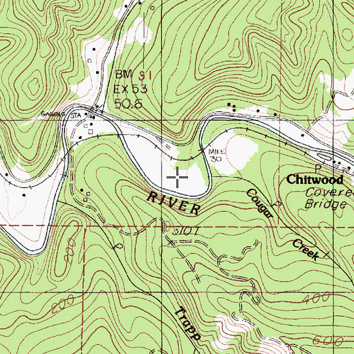 Topographic Map of Cougar Creek, OR