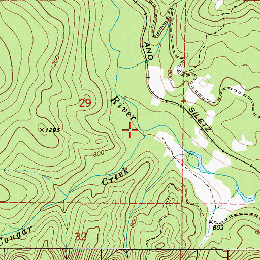 Topographic Map of Cougar Creek, OR