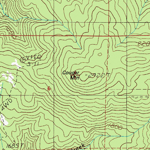 Topographic Map of Cougar Mountain, OR