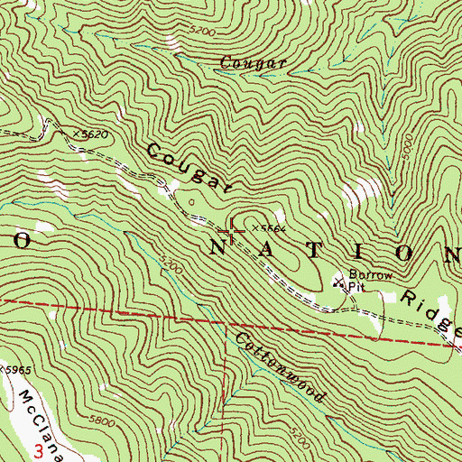 Topographic Map of Cougar Ridge, OR