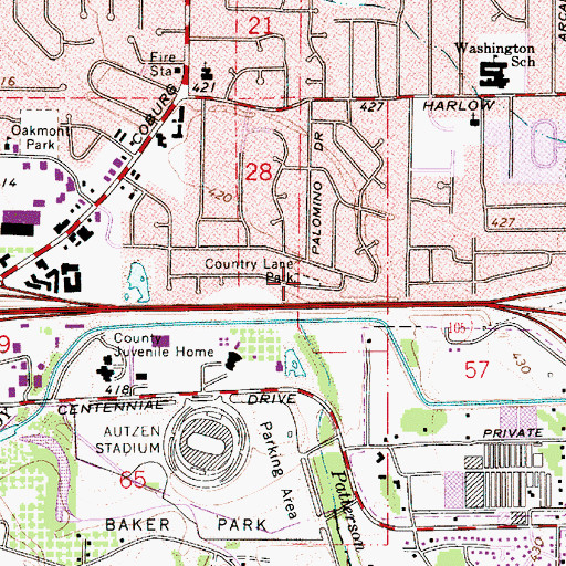 Topographic Map of Country Lane City Park, OR