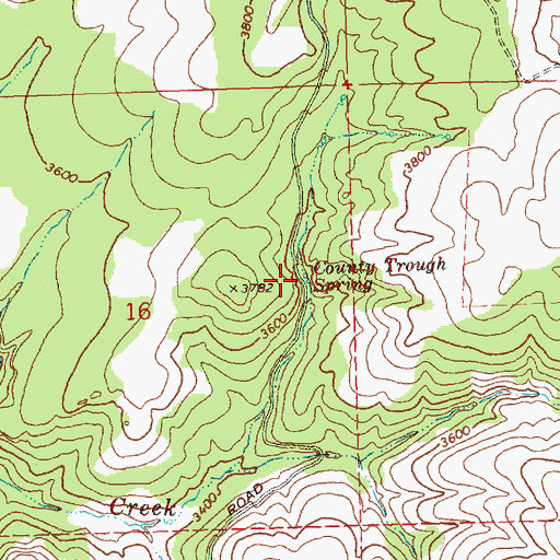Topographic Map of County Trough Spring, OR