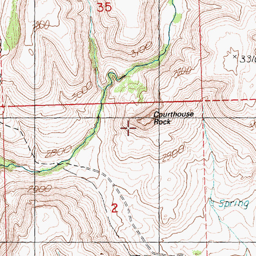 Topographic Map of Courthouse Rock, OR