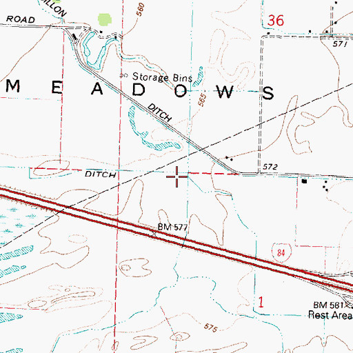Topographic Map of Courtney Ditch, OR