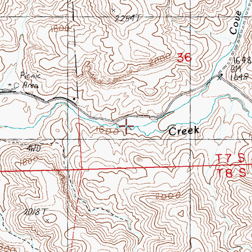 Topographic Map of Cove Creek, OR
