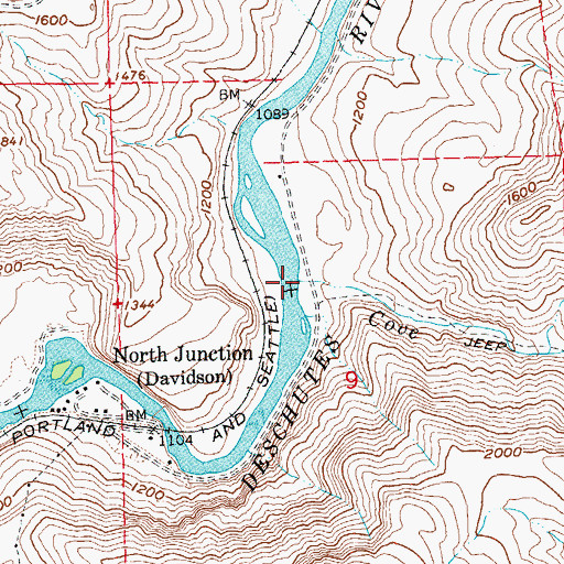 Topographic Map of Cove Creek, OR