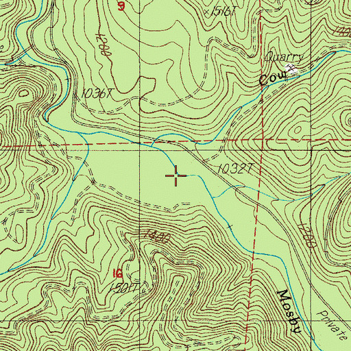Topographic Map of Cow Creek, OR