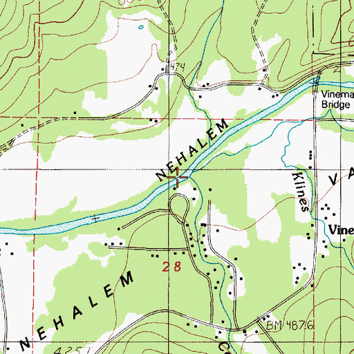 Topographic Map of Cow Creek, OR