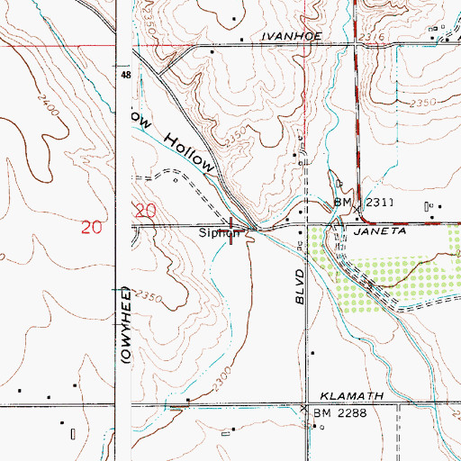 Topographic Map of Cow Hollow, OR